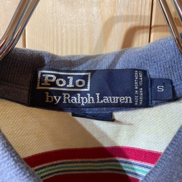 [KWT3470] POLO by Ralph Lauren ポロシャツ メンズ ブルー系ボーダー S ポス_画像5