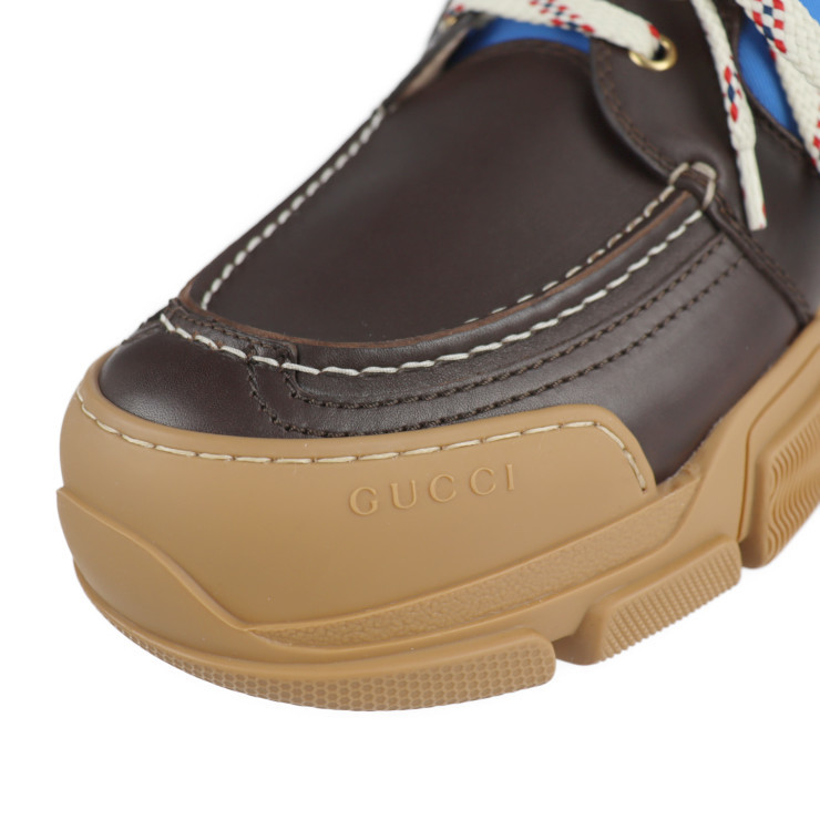  новый товар не использовался выставленный товар GUCCI Gucci BOATREK 576048 8 спортивные туфли кожа Brown 2020 весна модель [ подлинный товар гарантия ]