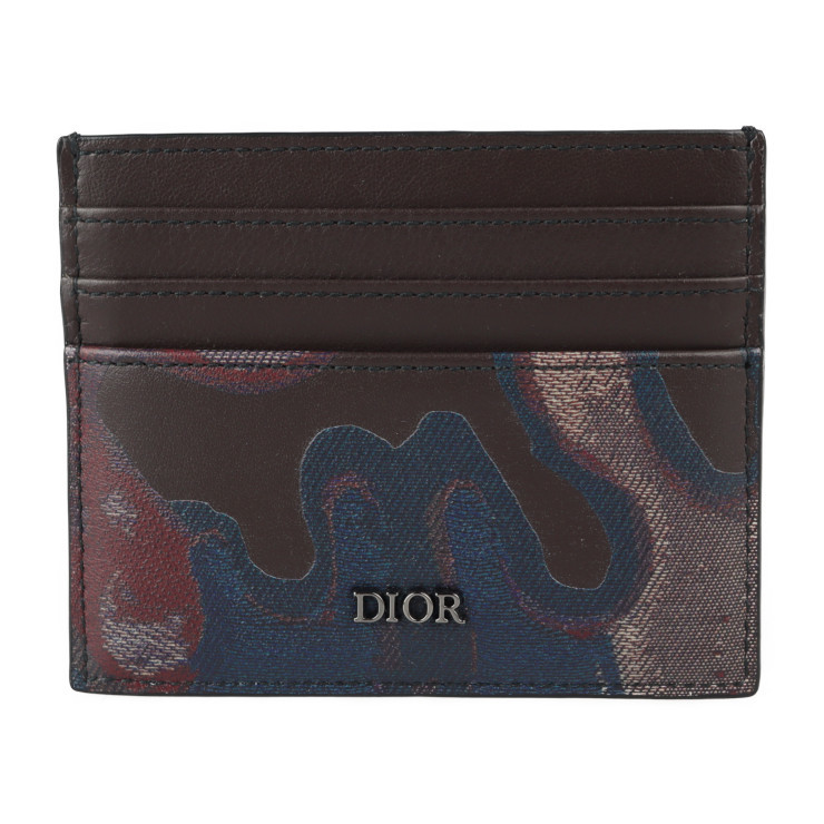 新品未使用展示品 Dior ディオール カードケース 2ESCH135UCN カーフレザー マロン ブラウン マルチカラー 迷彩柄 名刺入れ【本物保証】_画像1