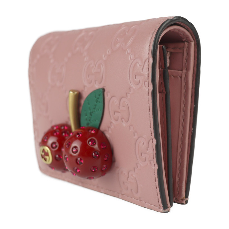 超美品 GUCCI グッチ グッチシマ 二つ折り財布 476050 レザー ピンク