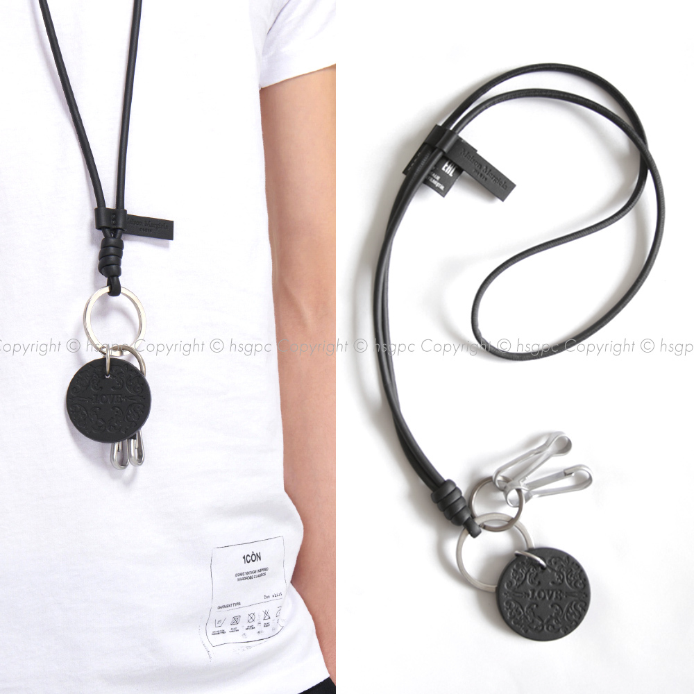 新品 メゾン マルジェラ⑪ キーリング レザーチャーム ネックレス アクセサリー キーホルダー ネックストラップ 本皮 Maison Margiela