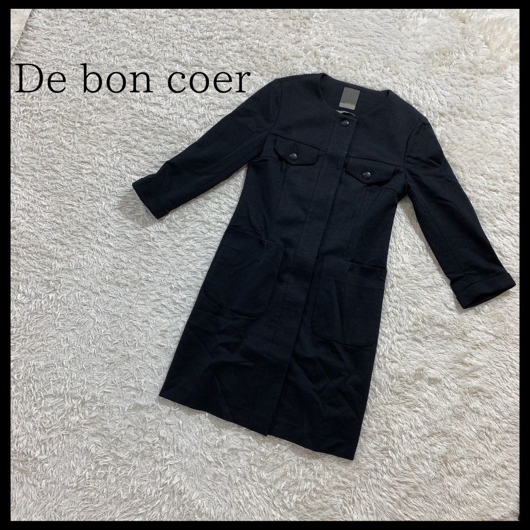 ヤフオク! - レディース De bon coer ロングコート 黒 ブラ...