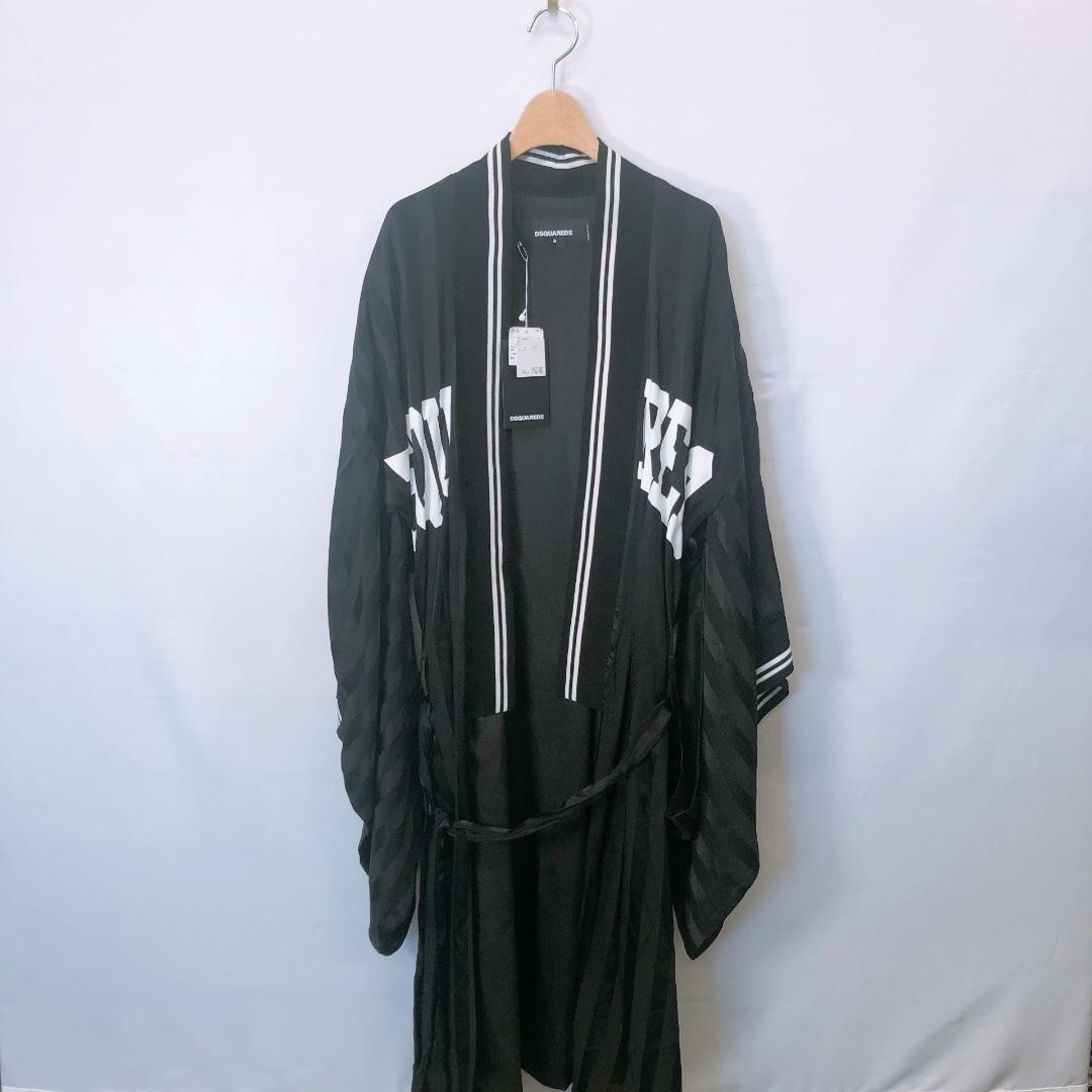 【04850】新品 美品 DSQUARED2 ディースクエアード 羽織り アウター M ブラック 黒 ロング丈 着物袖