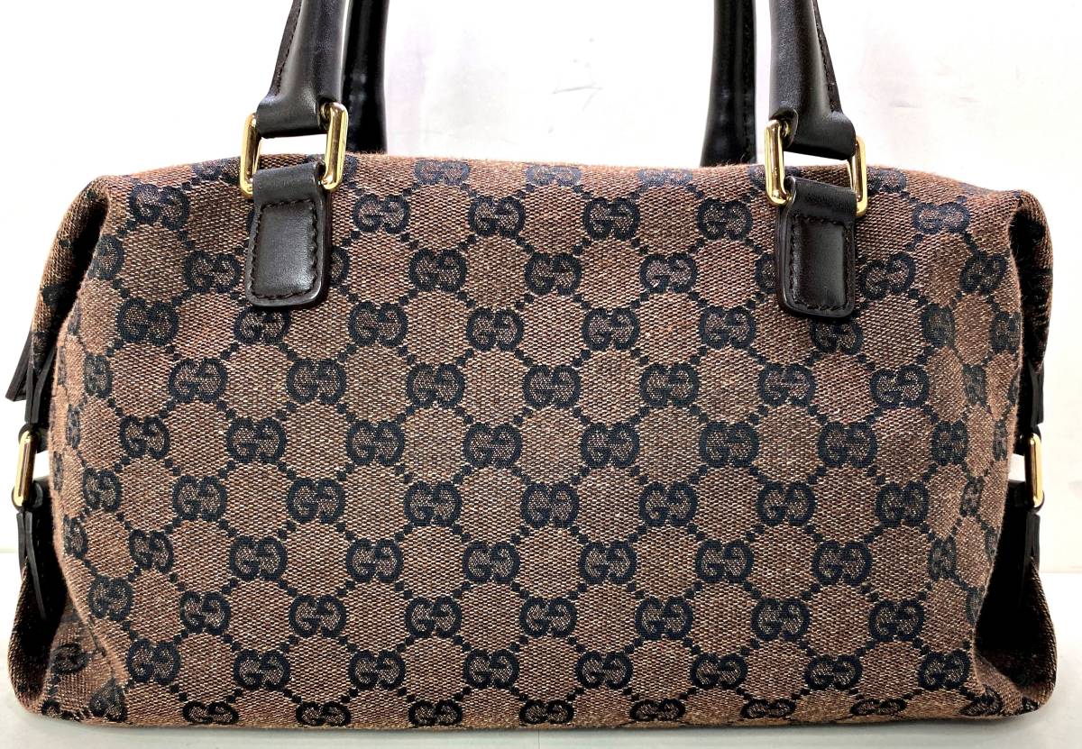 極美品！◆GUCCI グッチ ミニボストン バッグ ハンド バッグ GGキャンバス レザー ブラウン 272375 イタリア製 保存袋