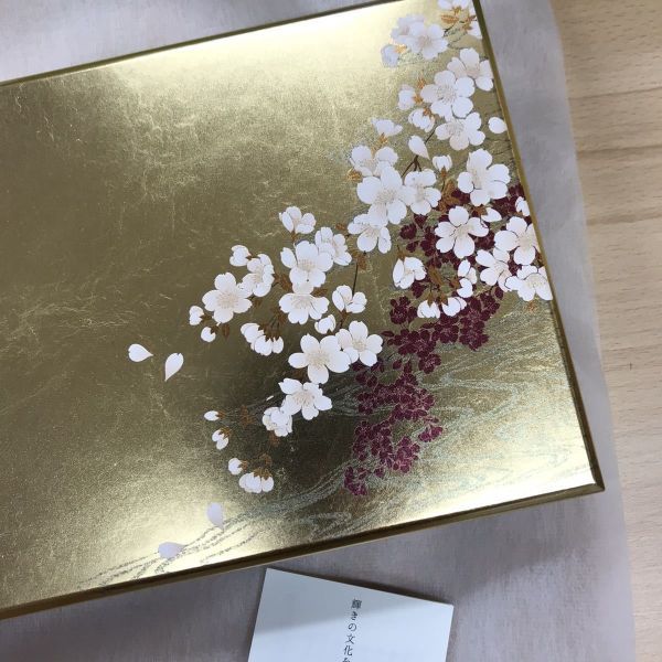 箔一　金沢金箔　HAKUICHI クオーツ QUARTZ 桜に流水　スタンド時計　箱あり　新品_画像3