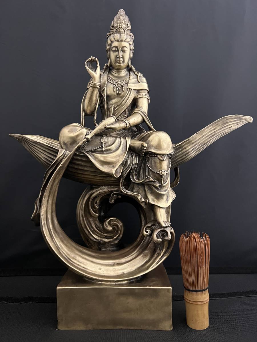 観音 菩薩像 銅製 ブロンズ像 銅像 仏像 彫刻 置物 風水 開運 金運