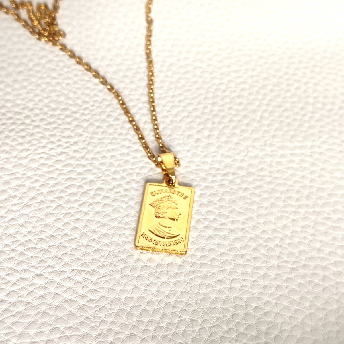 ゴールドネックレス 18kgp 鍍金 necklace Gold メンズ レディース 金 チェーン インゴット ネックレス ゴールド エリザベスコイン 141の画像1