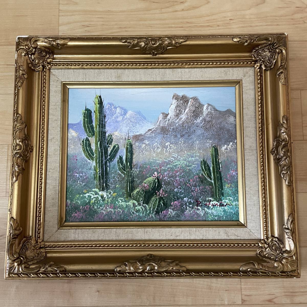 クリアランス最激安 Arizona アリゾナ州サボテン アンティーク絵画油彩