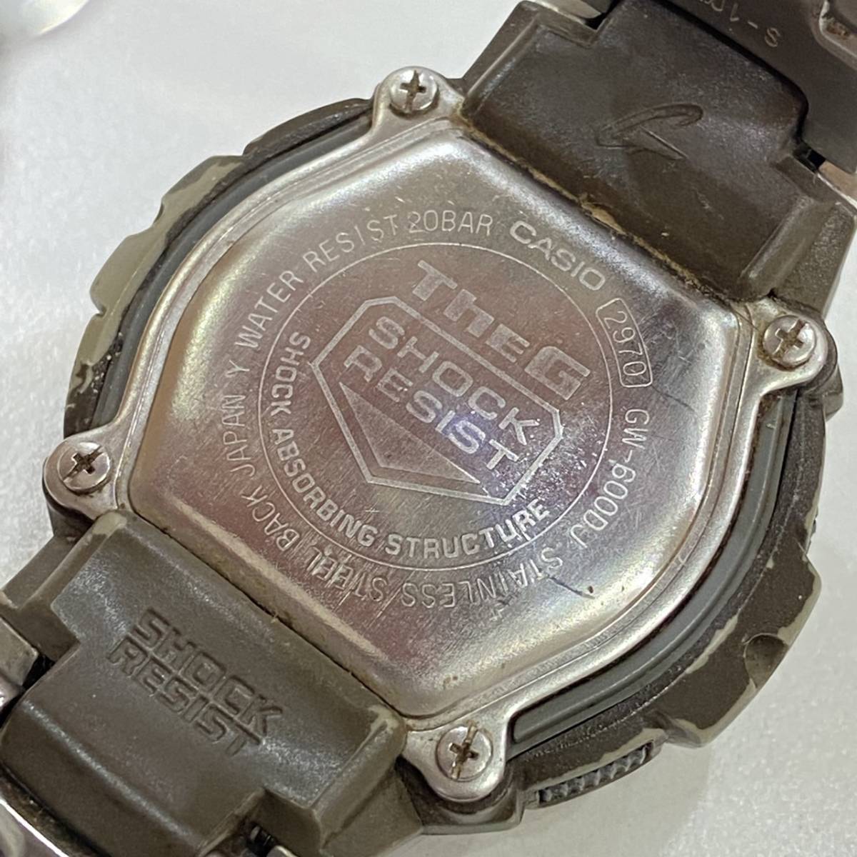 CASIO G-SHOCK カシオ ジーショック 2970 GW-600DJ The G 電波 タフ ソーラー デジタル ワールドタイム デイト ステンレス シルバー 1062_画像8