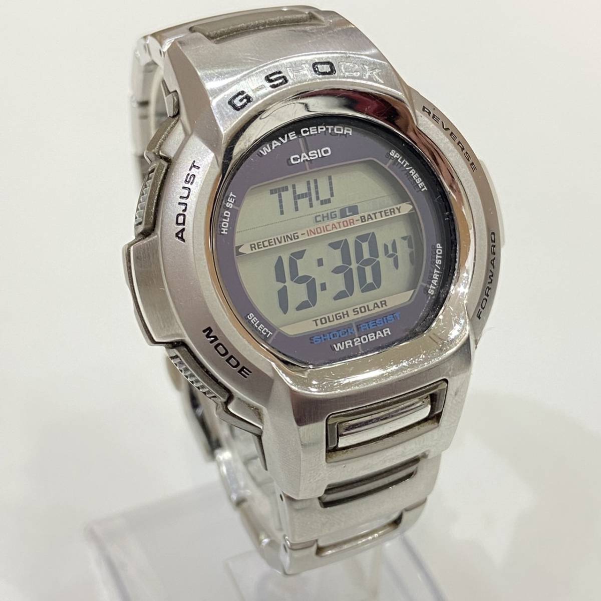 CASIO G-SHOCK カシオ ジーショック 2970 GW-600DJ The G 電波 タフ ソーラー デジタル ワールドタイム デイト ステンレス シルバー 1062_画像1