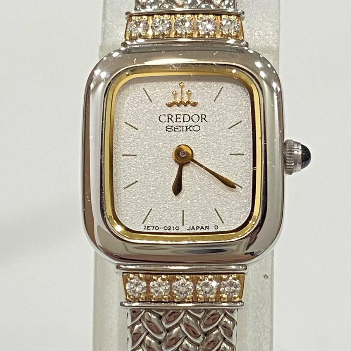 セイコー クレドール クオーツ 18KT 天然ダイヤ10P レディース腕時計
