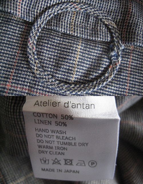 定価38,500円 Atelier d'antan アトリエ ダンタン Verlaine ヴェルレーヌ コットンリネン オーバーサイズ コート NAVY CHECK_画像10