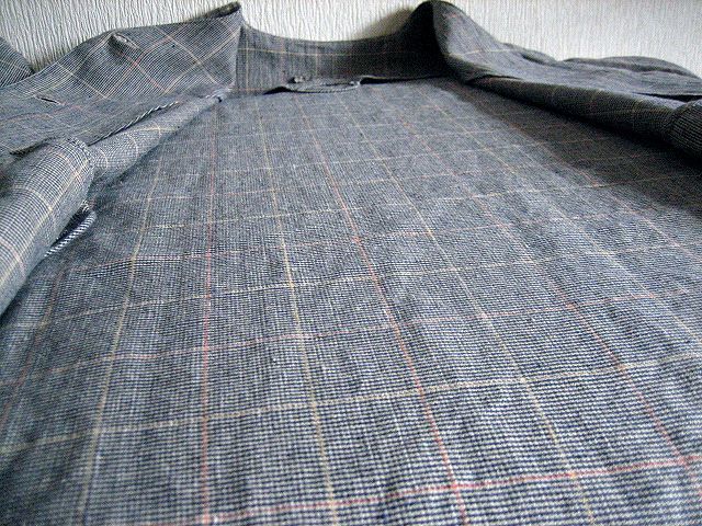 定価38,500円 Atelier d'antan アトリエ ダンタン Verlaine ヴェルレーヌ コットンリネン オーバーサイズ コート NAVY CHECK_画像6