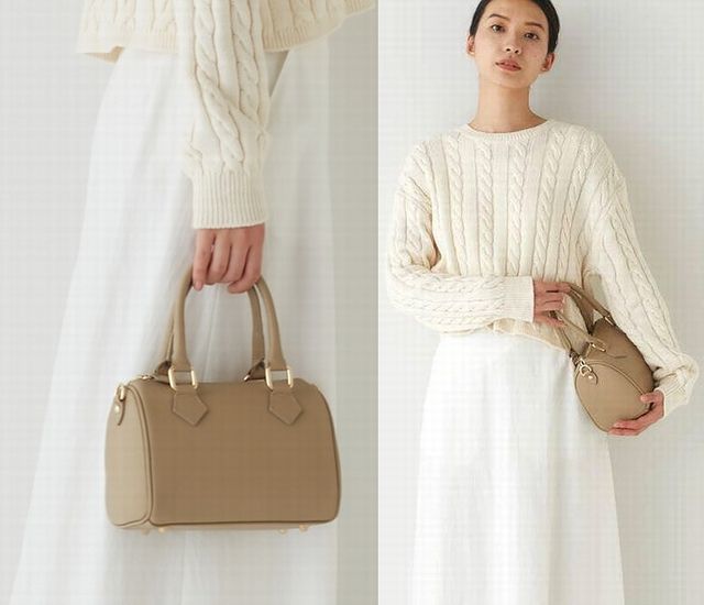 美品 AULENTTI オウレンティ 2WAY ミニボストンバッグ BEIGE_画像1