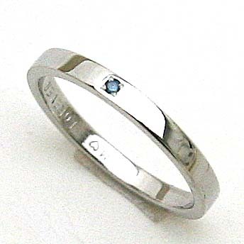 プラチナペアリング　/ブルーダイヤ　2本セット　刻印　送料無料　結婚指輪_画像3