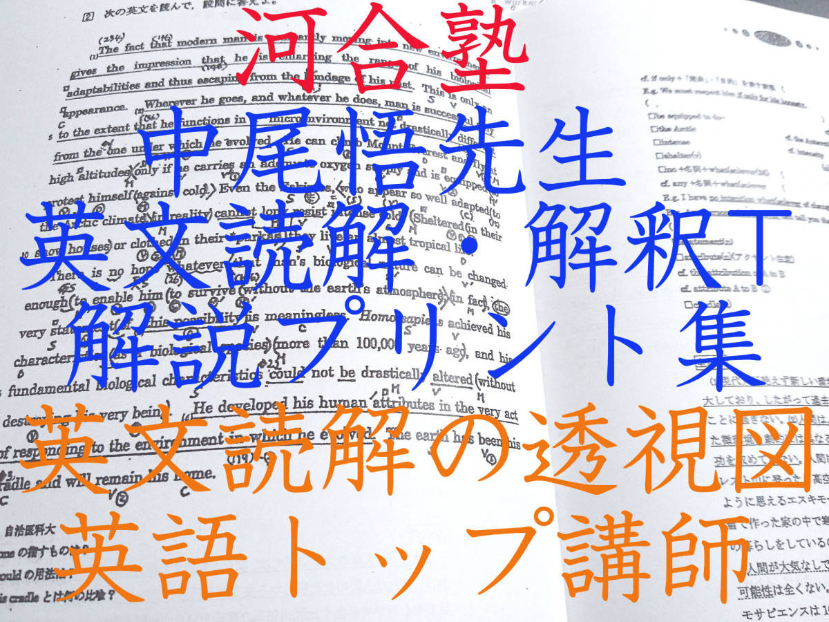 河合塾　中尾悟先生　偶数年　英文解釈T・英文読解演習T　基礎・完成プリント　英文読解の透視図 駿台 鉄緑会 東進 Z会 共通テスト　SEG