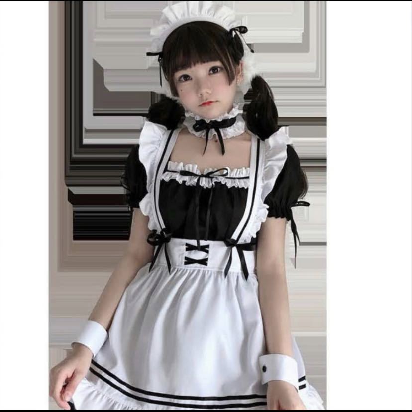 64%OFF!】 メイド服 ハロウィン ゴスロリ 萌え コスプレ ロリータ 6点セット