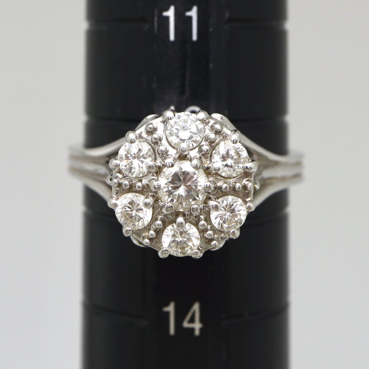 ◇K14 天然ダイヤモンド リング◇A 3.7g 12.5号 メレ diamond パヴェ ...
