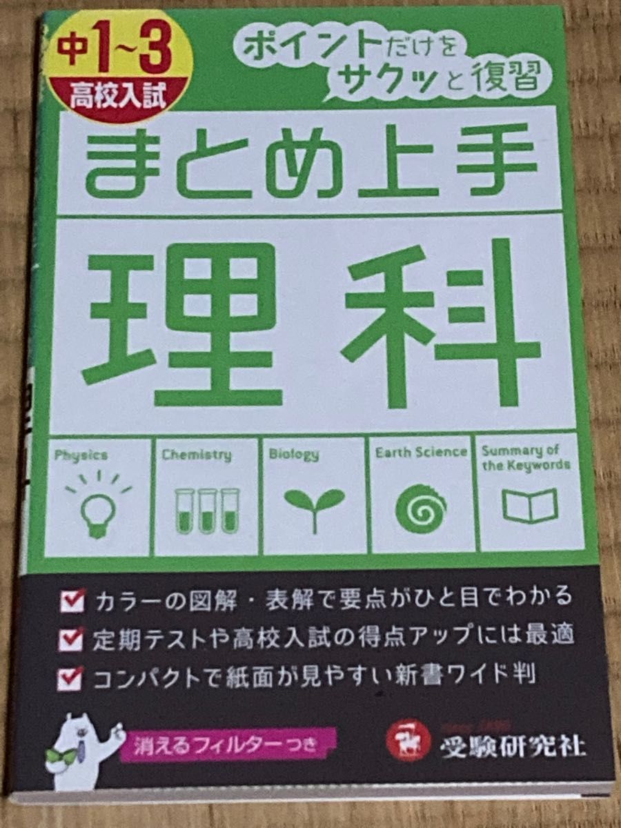 中1〜3 高校入試 ポイントだけをサクッと復習 まとめ上手 社会 理科 数学 消えるフィルター付き