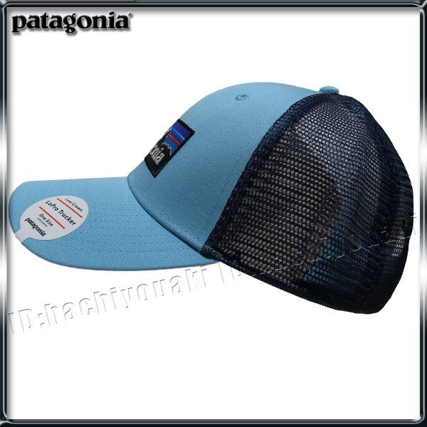 Patagonia 新品 パタゴニア P-6 刺繍ロゴ キャップ メンズ トラッカー ハット サイズフリー ブルー CUBB 正規品_画像3