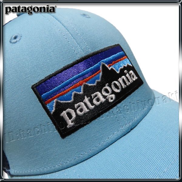 Patagonia 新品 パタゴニア P-6 刺繍ロゴ キャップ メンズ トラッカー ハット サイズフリー ブルー CUBB 正規品_画像2