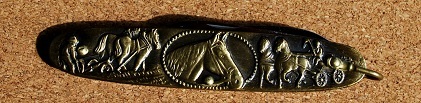 No.S-6 Vintage Pocket Pen Knives .Made in Germany .Horse Design gold.Closed:85mm.Weight:30gr._画像1