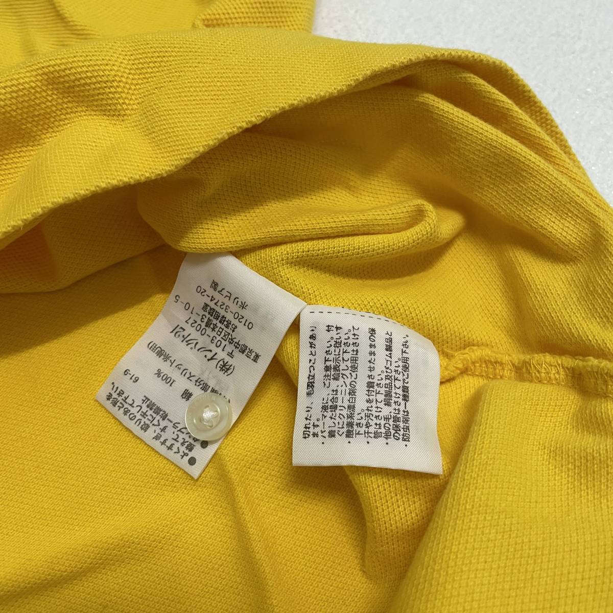Ralph Lauren 半袖 ポロシャツ Mサイズ 鹿の子 黄色 イエロー ビッグポニー ラルフローレン レディース古着_画像4