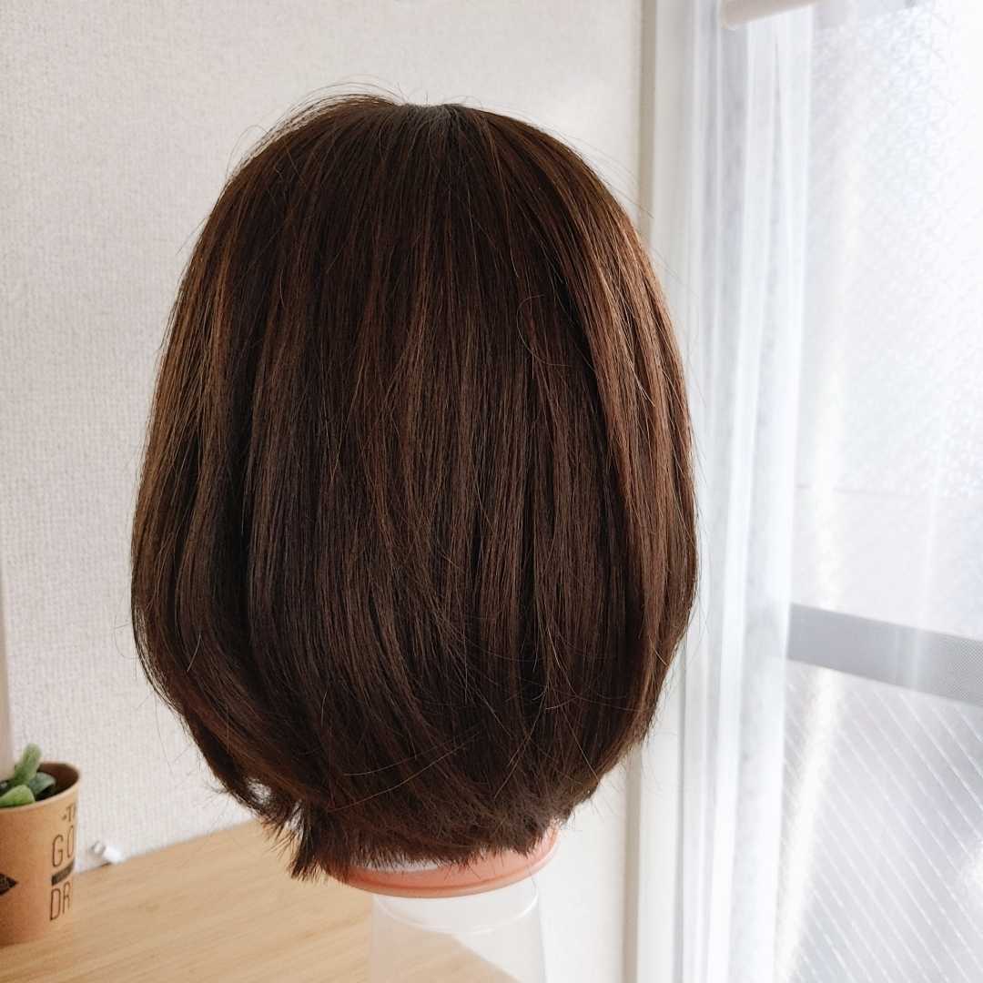 海外販売× ✨サラサラ人毛100%ウイッグ✨外ハネボブ ブラウン 人毛