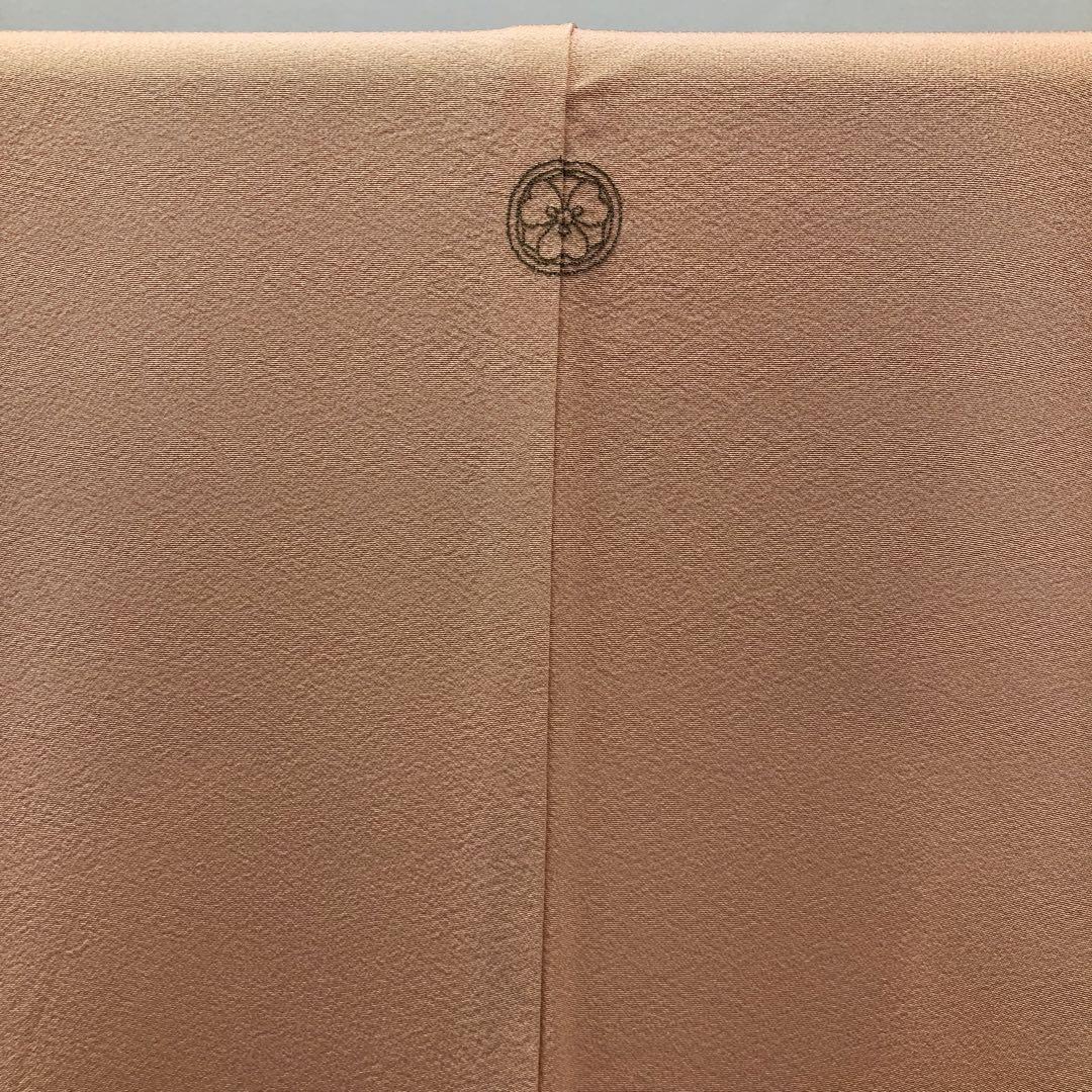 2729 鳳凰 スワトウ刺繍 訪問着 丸に剣方喰 紋 薄サーモンピンク