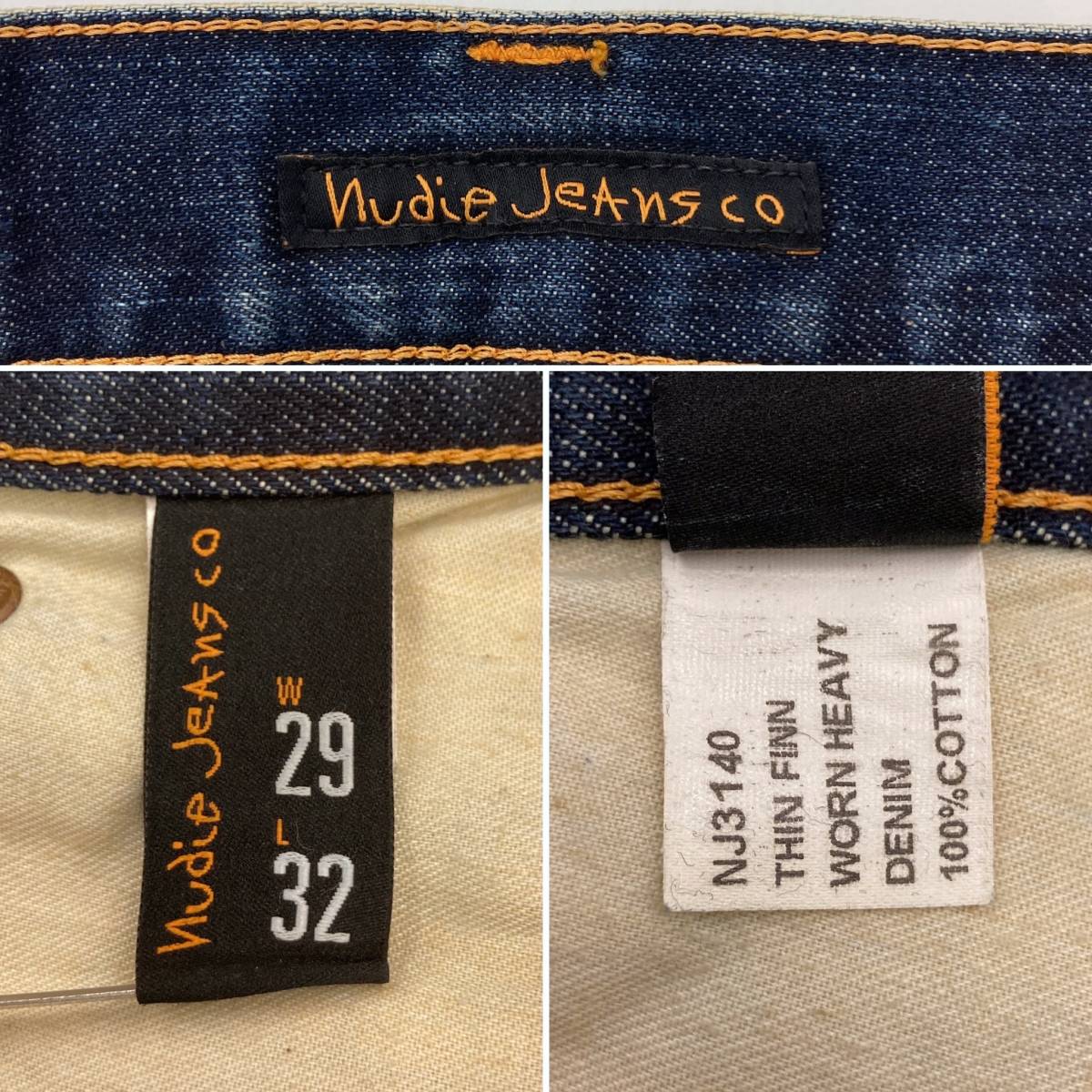 Nudie Jeans THIN FINN イタリア製 ユーズド加工 スキニージーンズ W29 スリム ヌーディージーンズ シンフィン デニムパンツ 3020340_画像4