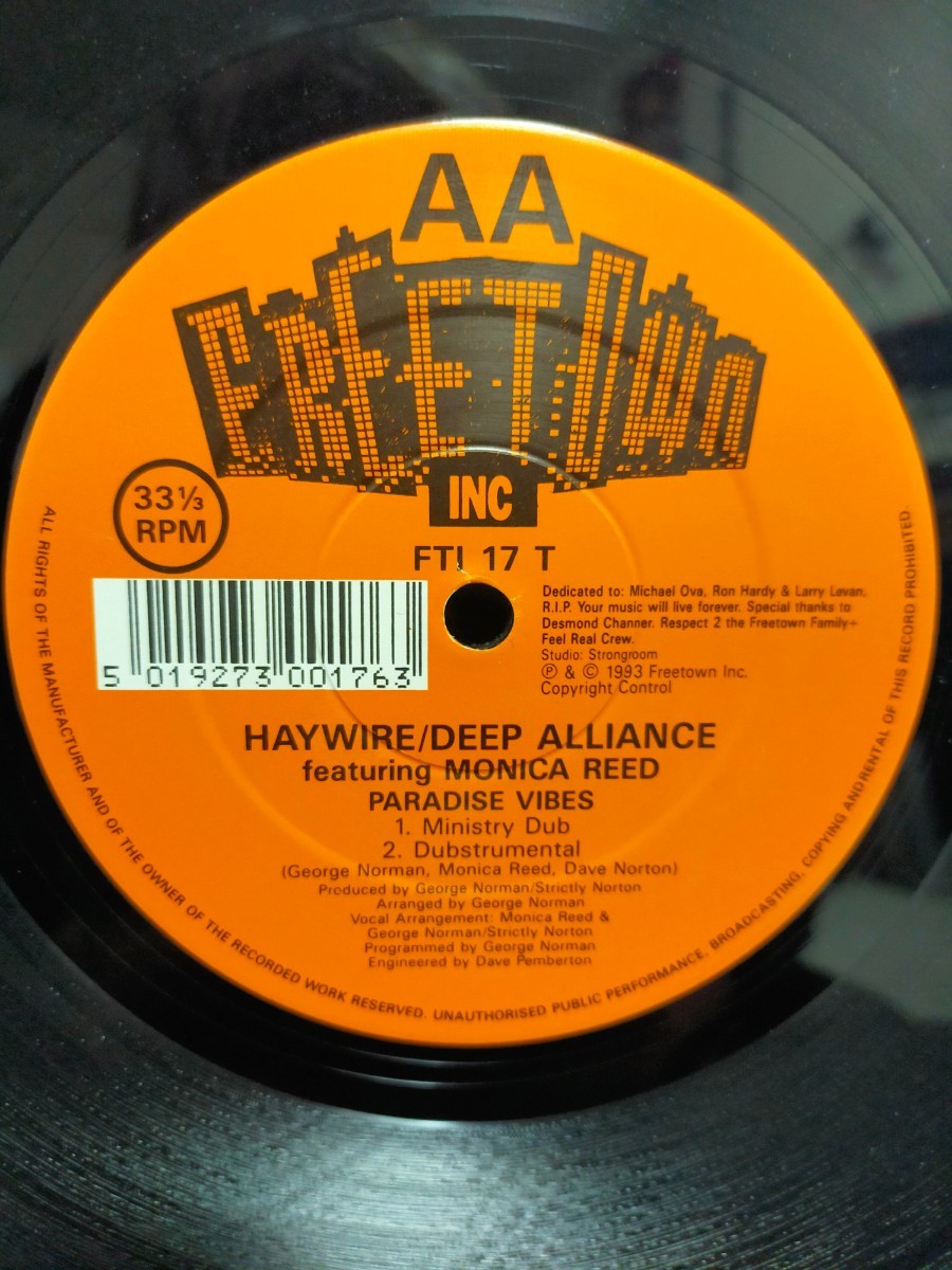 HAYWIRE / DEEP ALLIANCE Featuring MONICA REED - PARADISE VIBES【12inch】1993' UK盤/Deep House/House Classics/Rare_画像3