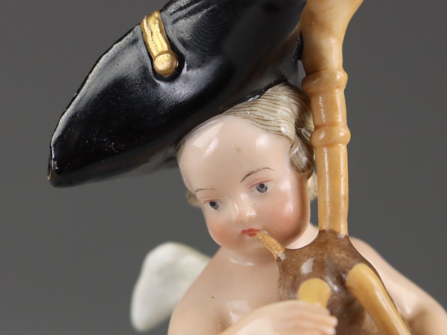 魁◆名家コレクション 本物保証 1800年代後期～1900年代初期作 古マイセン人形「バグパイプ天使」高さ10.7㎝ 大変貴重な作品 - 6