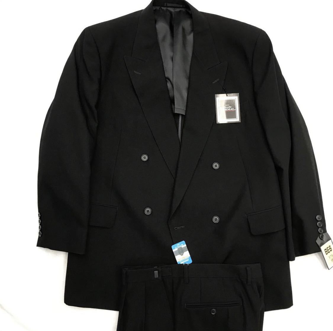 新発売】 礼服 サイズAB8 セットアップ 漆黒の黒 kanebo ダブルスーツ