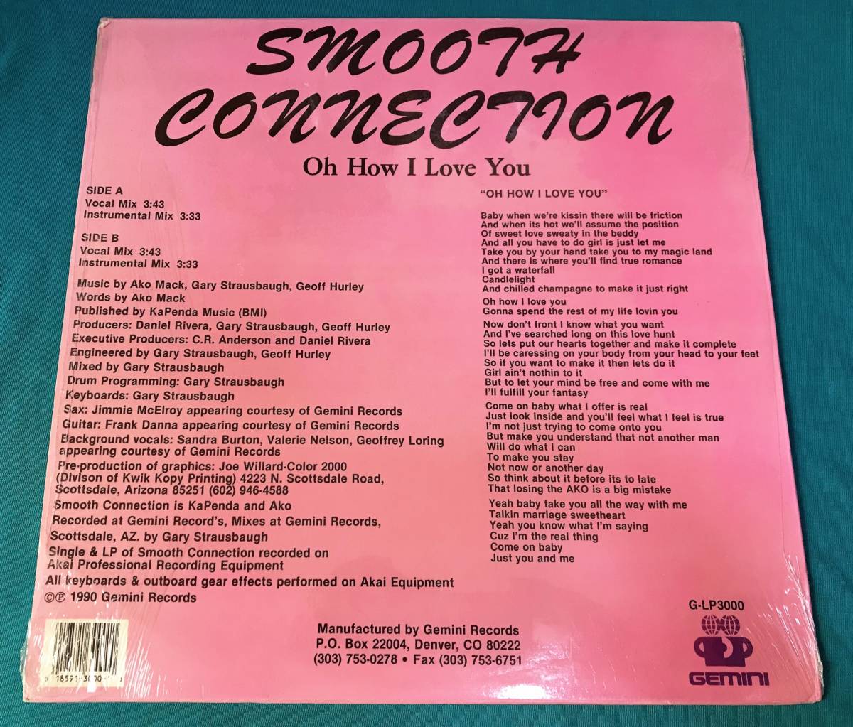 12”●Smooth Connection / Oh How I Love You USオリジナル盤G-LP3000 　AKO Mack 在籍 シュリンク残_画像2