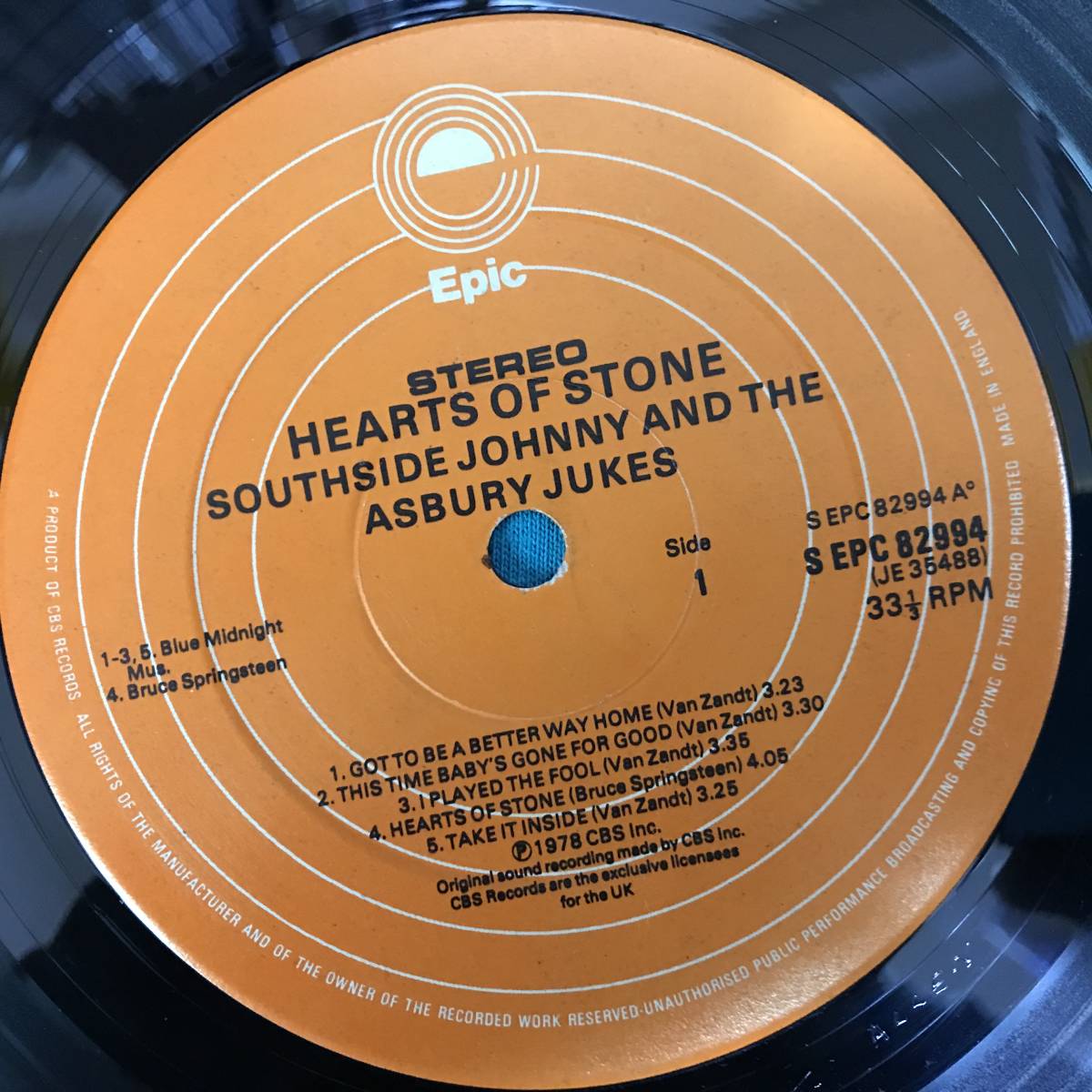 LP●Southside Johnny And The Asbury Jukes / Hearts Of Stone UK盤S EPC 82994_画像3