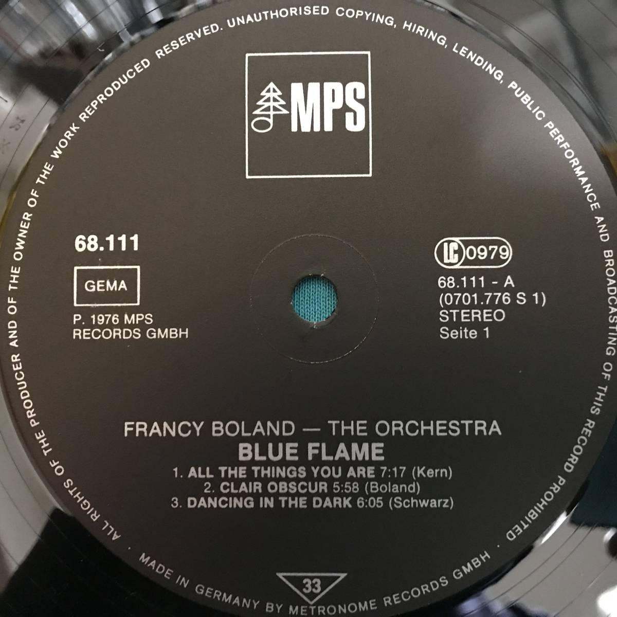 LP●Francy Boland The Orchestra / 1. Blue Flame GER盤 MPS 68.111_画像3