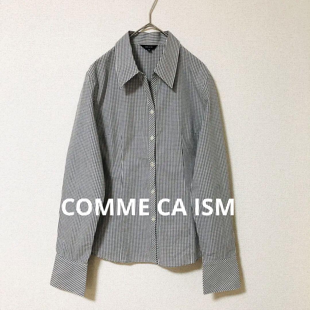 【COMME CA ISM】コムサイズム　チェック　長袖　シャツ　M