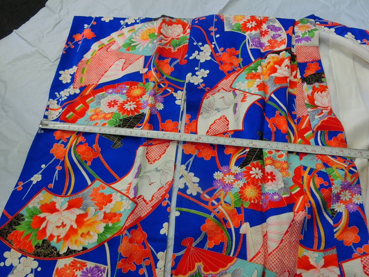 ⑤ кимоно ребенок кимоно "Семь, пять, три" для девочки слива Sakura дуть снег лепесток журавль розовый синий . рука рисунок 2 шт. комплект подробности неизвестен 