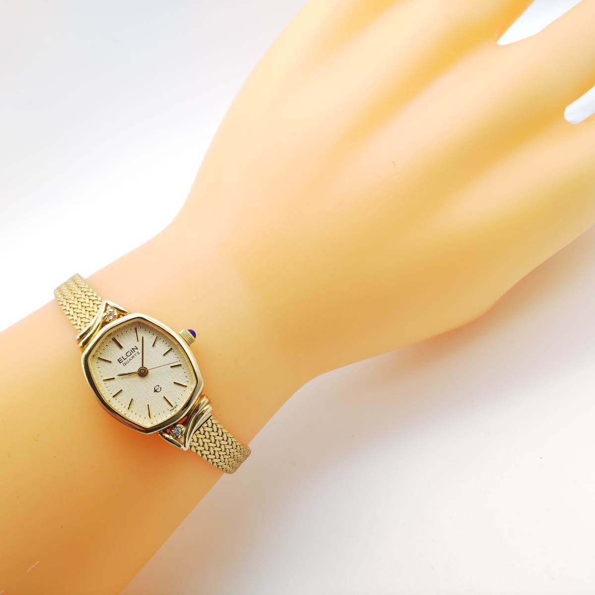 送料無料 【電池交換済】☆エルジン☆ELGIN☆ゴールド☆ レディース