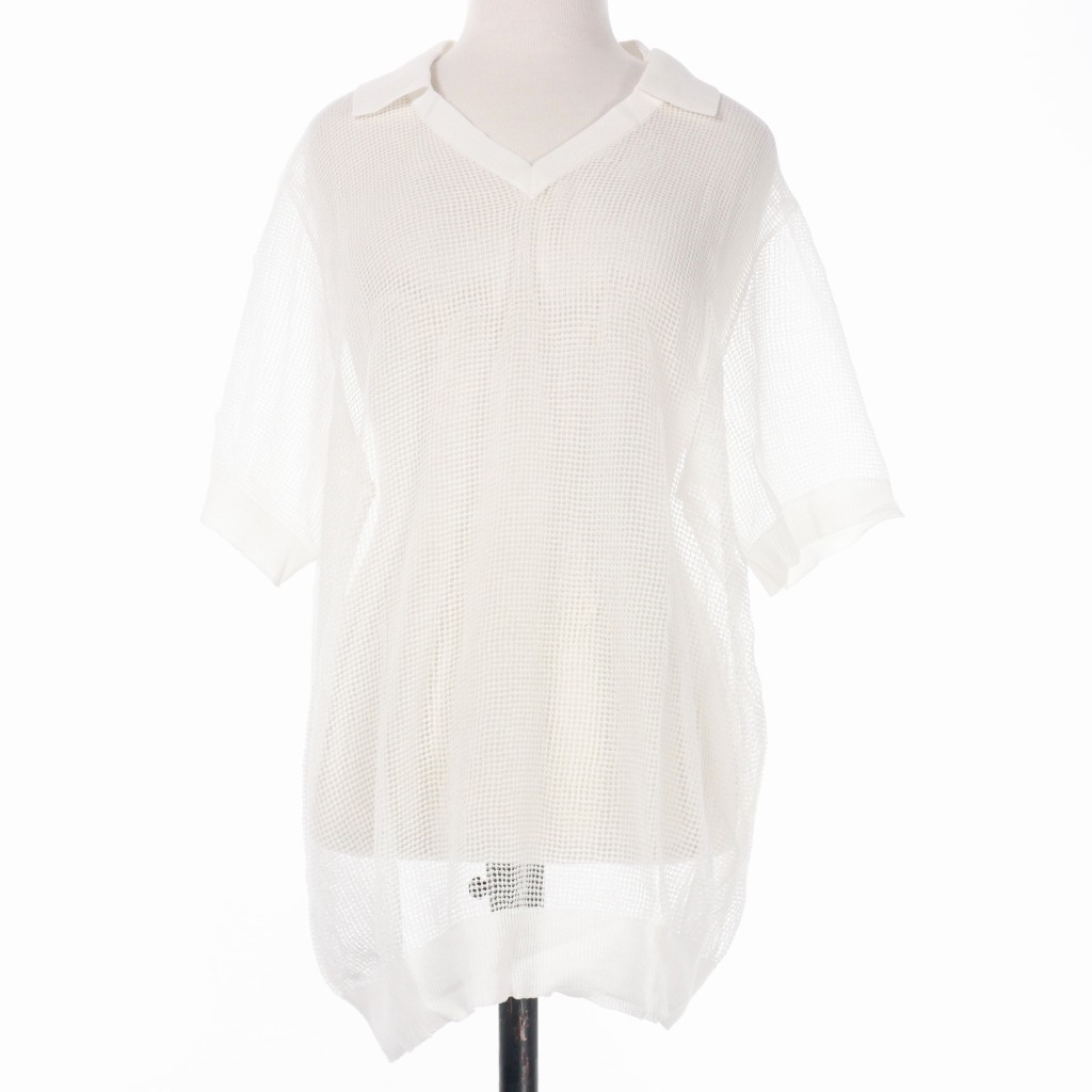 未使用品 メゾンマルジェラ Maison Margiela 21SS メッシュ ポロシャツ カットソー 半袖 M ホワイト 白 S30GL0038 国内正規 メンズ