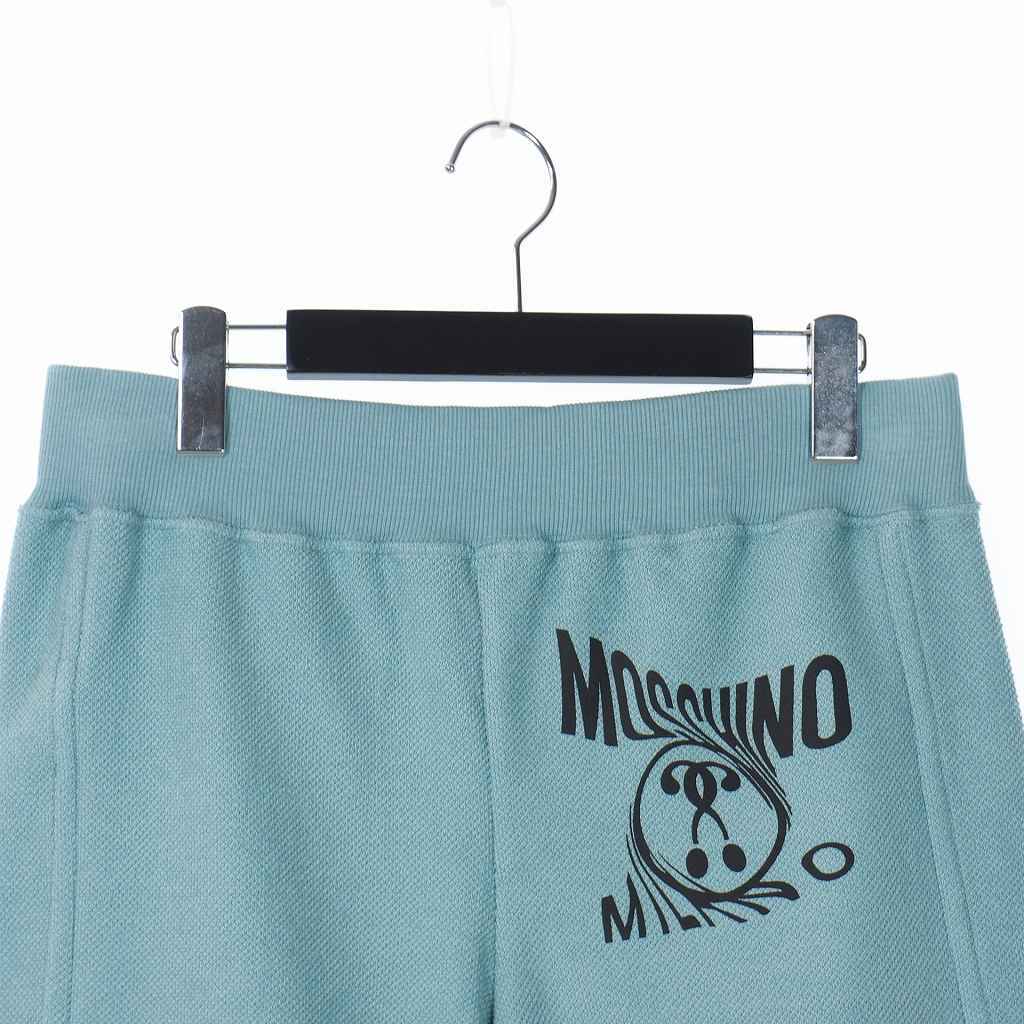 未使用品 モスキーノ MOSCHINO 20SS ロゴプリント トラック ショーツ ハーフパンツ 44 ライトブルー 青 A0335 レディース_画像3