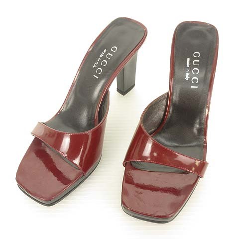 ヤフオク! - グッチ GUCCI ヒール サンダル ミュール パテントレ...