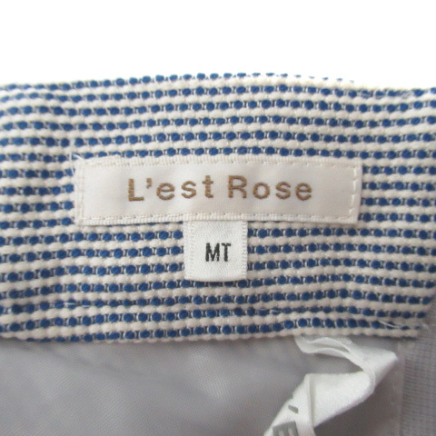 レストローズ L'EST ROSE フレアスカート ひざ丈 ボーダー柄 MT ブルー 青 /MI1 レディース_画像4
