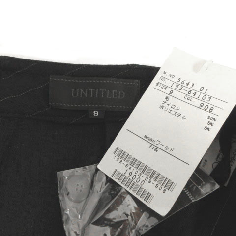  unused goods Untitled UNTITLED pants slacks strut wide wool . made in Japan dot stripe navy navy blue gray 9