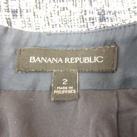 バナナリパブリック BANANA REPUBLIC 膝丈タイトスカート ツイード 紺 白 2 *E471 レディース_画像3