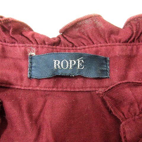 ロペ ROPE カットソー ハーフボタン ハイネック フリル M フレンチスリーブ /YK レディース_画像6