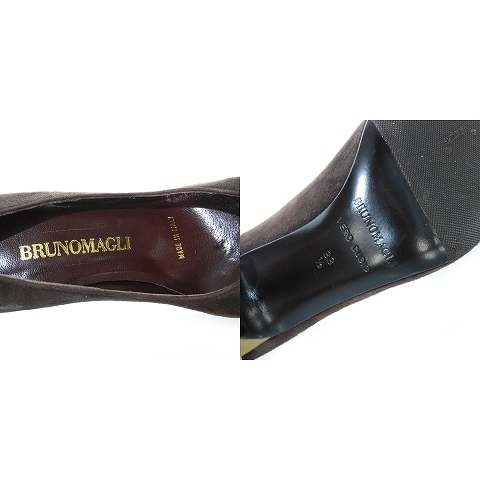 ブルーノマリ BRUNO MAGLI パンプス オープントゥ スエード ピンヒール 33.5 茶 ブラウン 靴 シューズ /THH レディース_画像9