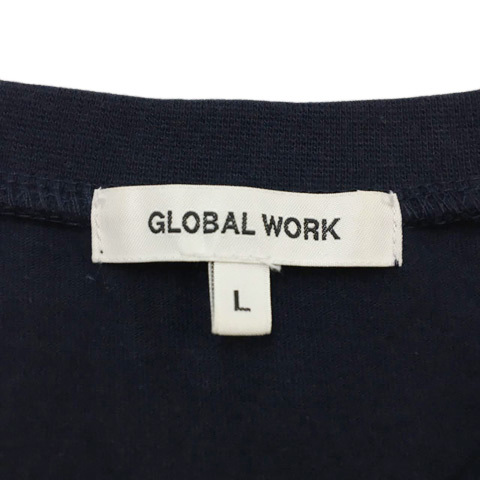 グローバルワーク GLOBAL WORK カットソー Tシャツ プルオーバー ラウンドネック 無地 ビジュー 半袖 L 紺 ネイビー レディース_画像5