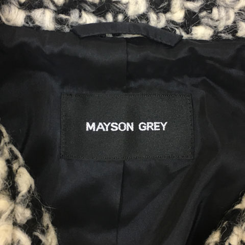 メイソングレイ MAYSON GREY コート ニット シングル ロング 総柄 長袖 1 黒 白 ブラック ホワイト レディース_画像5