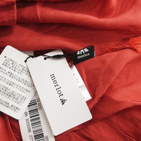 未使用品 メルロー merlot タグ付き ワンピース ロング丈 五分袖 刺繍 赤 レッド F ■SM0 レディース_画像6